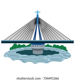 bridge in illustration, rotating bridge i n Han river, Da Nang - Vietnam