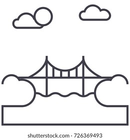 bridge illustration vector line icon, sign, illustration on background, editable strokes