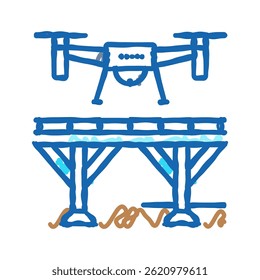 bridge inspection drone doodle icon sketch vector. bridge inspection drone sign. isolated symbol illustration