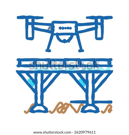 bridge inspection drone doodle icon sketch vector. bridge inspection drone sign. isolated symbol illustration