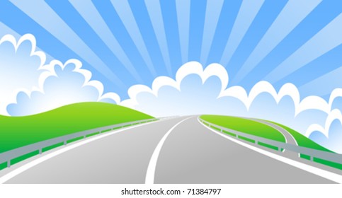 bridge the intersection with the sun behind clouds (vector)