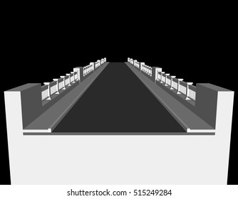 Bridge. Isolated on black background. Vector illustration.Front view.