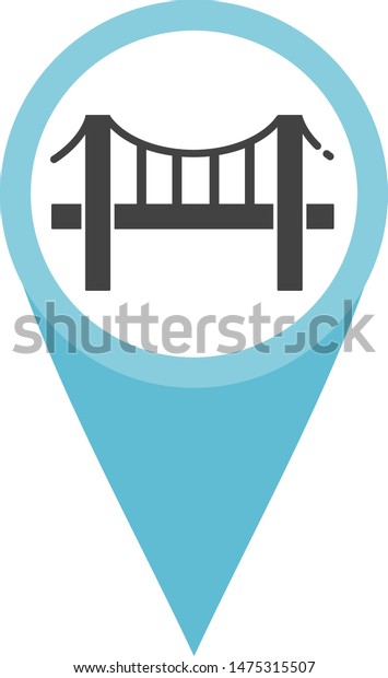 Bridge Landmark Map Element Pinpoint Special Stock Vector