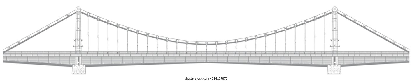 Bridge. Line art. Vector illustration.