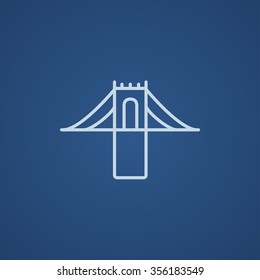 Bridge line icon for web, mobile and infographics. Vector light blue icon isolated on blue background.