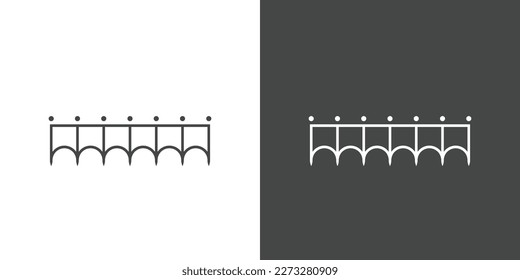 Bridge line logo design illustration. Retro city bridge silhouette, simple minimalist building. Flat building line design.