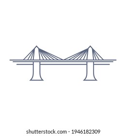 Bridge line vector icon - suspension bridge simple pictogram in linear style on white background. Vector illustration.