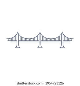 Bridge line vector icon - suspension bridge simple pictogram in linear style on white background. Vector illustration.