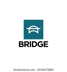 Logotipo puente con resumen y diseño plano para la identidad de marca