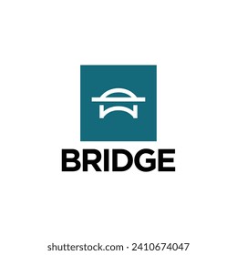 Logotipo puente con diseño abstracto, plano y moderno para la identidad de marca