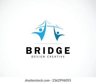 bridge logo creative connect business design concept people teamwork