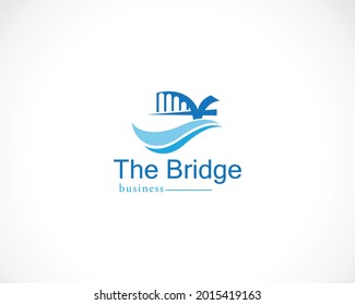 logotipo de puente ilustración de diseño creativo vector azul