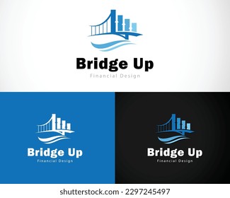 bridge logo creative design modern business financial growth building arrow up diagram