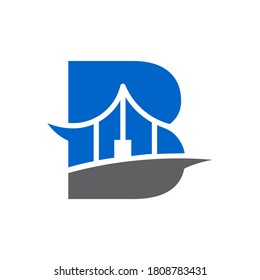 logotipo del puente. icono creativo del puente. letra B