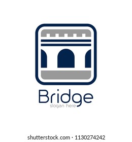 Bridge logo design emblem template. City landmark building icon vector illustration