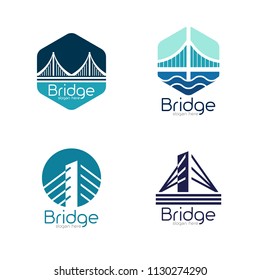 Bridge logo design emblem template. City landmark building icon vector illustration