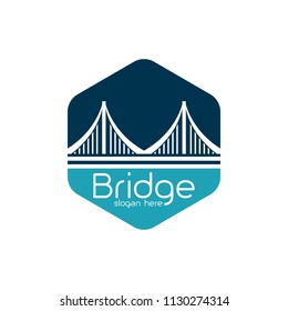Bridge logo design emblem template. City landmark building icon vector illustration