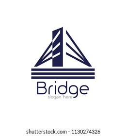 Bridge logo design emblem template. City landmark building icon vector illustration