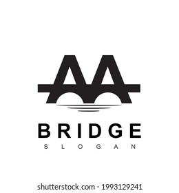  Bridge Logo Design With Letter M Symbol