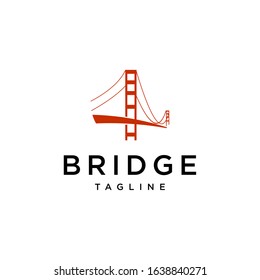 bridge logo design vector image with simple red color illustration