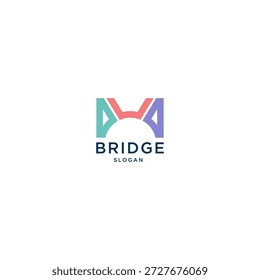 Bridge logo with initial m design icon illustration.
