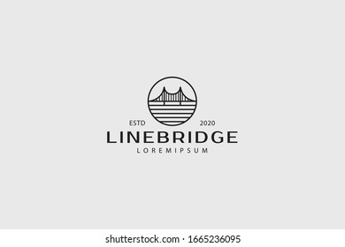 bridge logo, modern icon line art bridge over the river brand