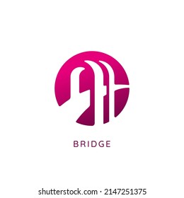 bridge logo with red color. letter H; H bridge logo template