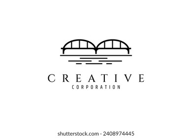 Bridge logo in simple flat vector template design style