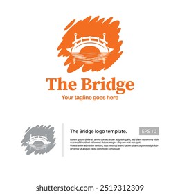 La Plantilla del logo de Bridge con una silueta de bridge y un river en la parte inferior.