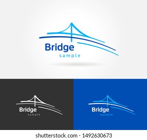 Bridge logo vector emblem design template, blue color