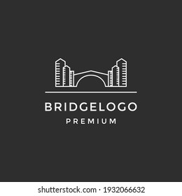 símbolo del logotipo del puente vectorial icono línea contorno monolina en fondo negro