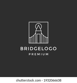 símbolo del logotipo del puente vectorial icono línea contorno monolina en fondo negro