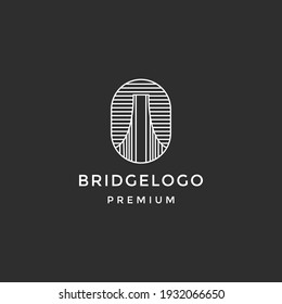 Bridge-Logo, Vektorgrafik-Umriss auf schwarzem Hintergrund