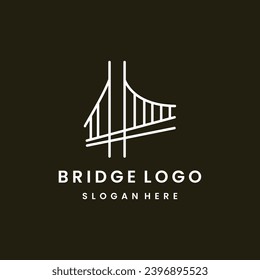 diseño de línea de esquema de icono del logotipo de puente