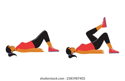 Bridge Marching Exercise is a dynamic variation of the glute bridge that targets the glutes, hamstrings, core, and hip stabilizers. This movement involves lifting the hips into a bridge position and a