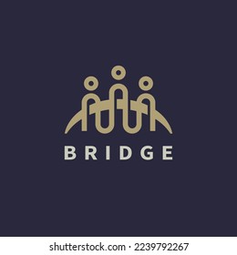 bridge and mix family together or human unity logo design illustration 2