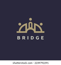 bridge and mix family together or human unity logo design illustration