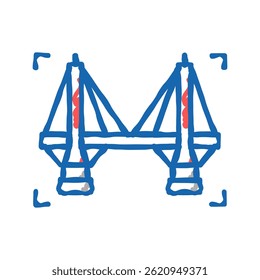 Bridge Modeling Doodle Symbol Skizze Vektor. Brückenmodellzeichen. einzelne Symbolgrafik