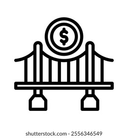 Bridge Money icon line vector illustration on white background.