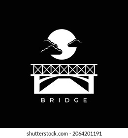 Silhouettenvektor in Bridge- und Monddesign nachts