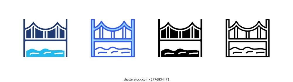 Bridge Multiple Style Icon Set Collection Pack Web Banner Vector