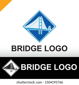 Bridge on a square background, creative concept of a bridge logo design. The logo on the white and black background. White space Style design