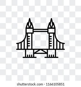 Bridge outline vector icon isolated on transparent background, Bridge outline logo concept