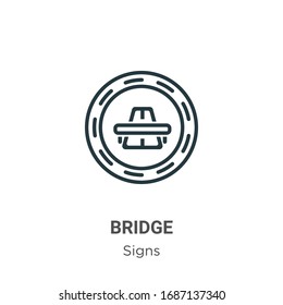 Bridge outline vector icon. Thin line black bridge icon, flat vector simple element illustration from editable signs concept isolated stroke on white background