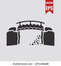 Bridge over the cliff icon.Vector illustration.