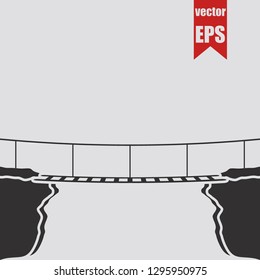 Bridge over the cliff icon.Vector illustration.