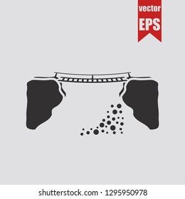 Bridge over the cliff icon.Vector illustration.