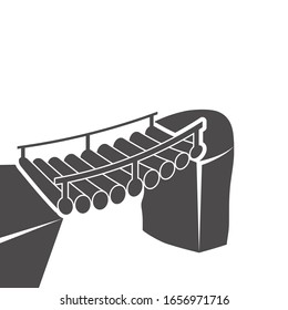 Bridge over the cliff icon.Vector illustration.