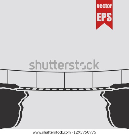 Bridge over the cliff icon.Vector illustration.