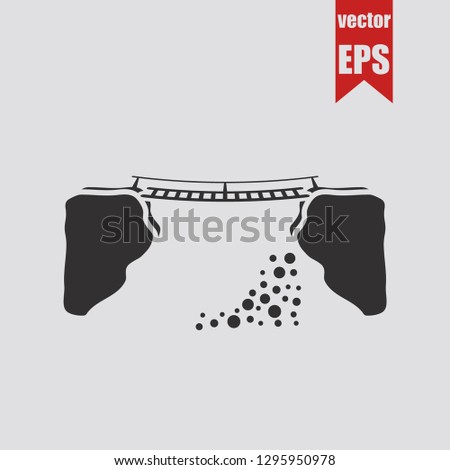 Bridge over the cliff icon.Vector illustration.